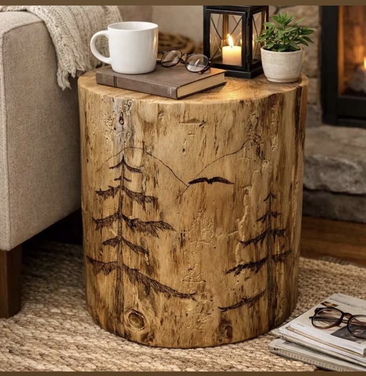 tree stump side table