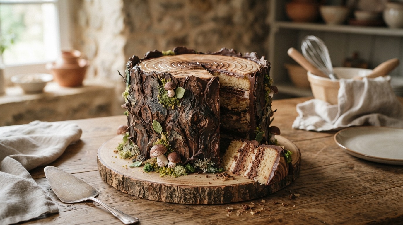 Tree stump cake