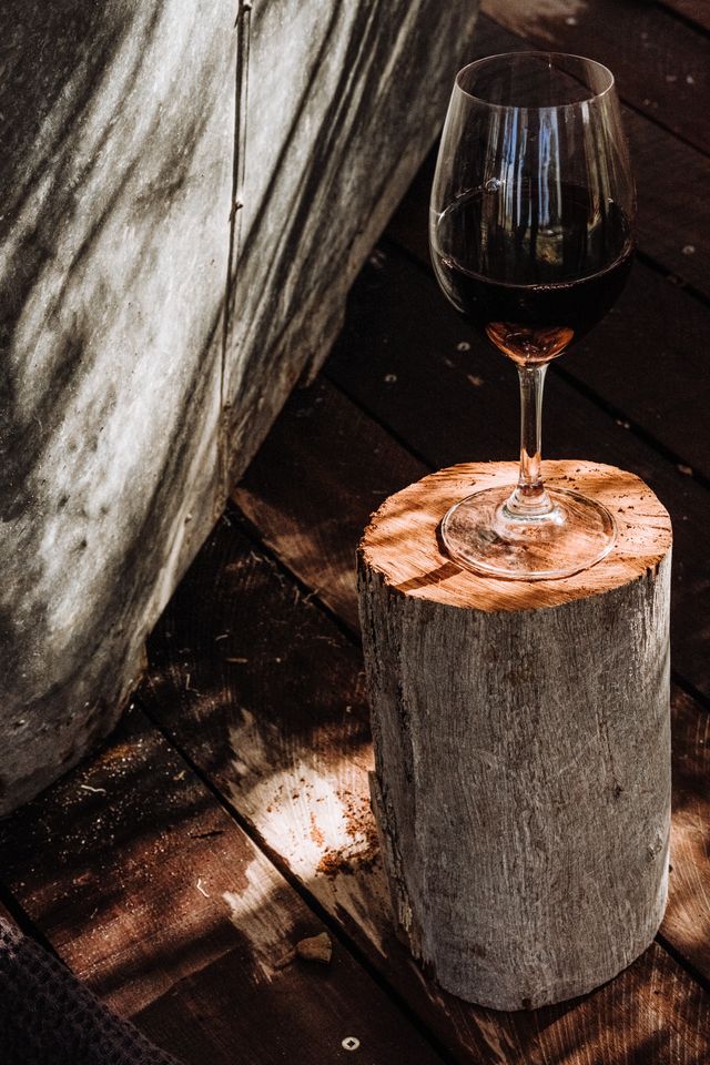 tree stump table with natural wood finish