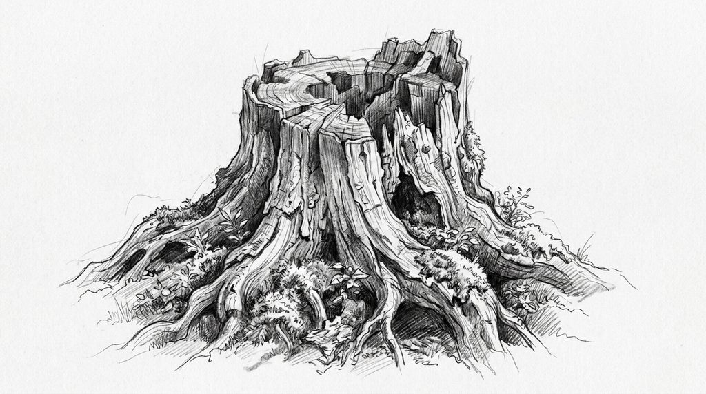 drawings of tree stumps